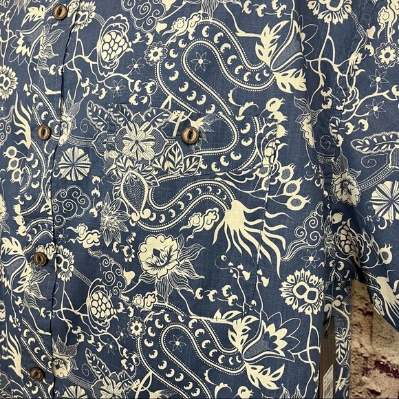 Steve’s Jeans Blue Floral Button Short Sleeve Shirt - Picture 6 of 12